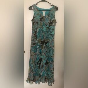 Teal and Brown Patterned Dress